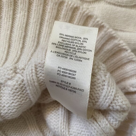 Sunday Best by Aritzia Cooper Cable Knit Cropped Cardigan Cream Women's XS - Picture 11 of 12